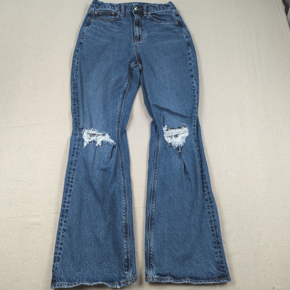 American Eagle Jeans Womens 6 Blue‎ Curvy 90s Boot Cut Western Distreseed Boho